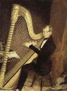 an early 19th century pedal harp player